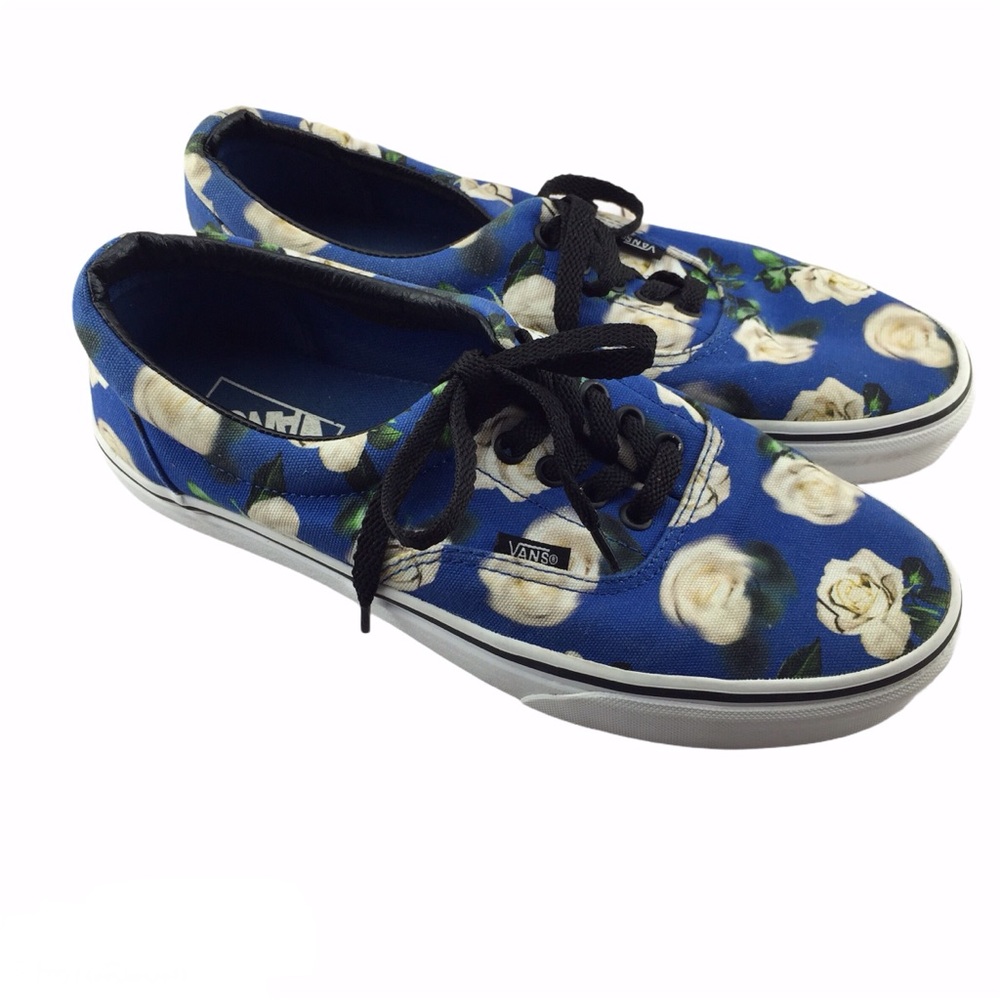 Vans White Rose Sneakers Size 10